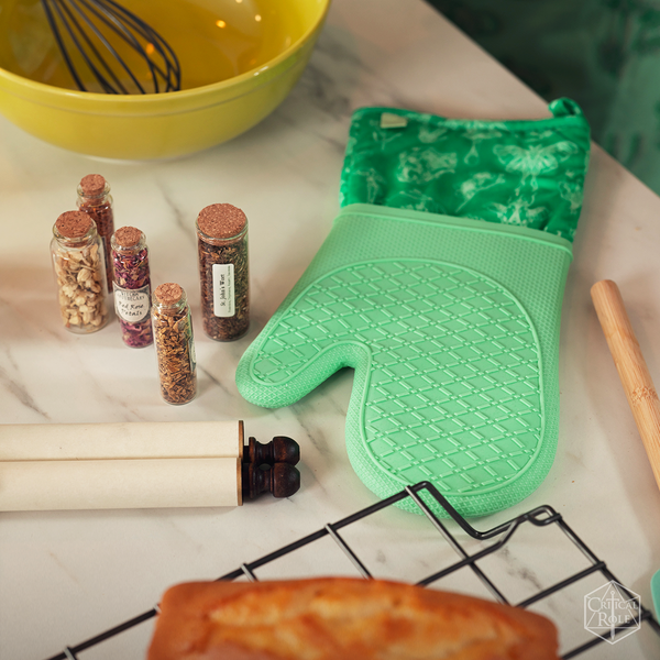 Línea de cocina Caduceus Clay: juego de manoplas y agarraderas para horno