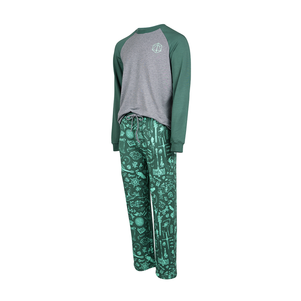 Conjunto de pijama verde floresta ultra macio Critical Role