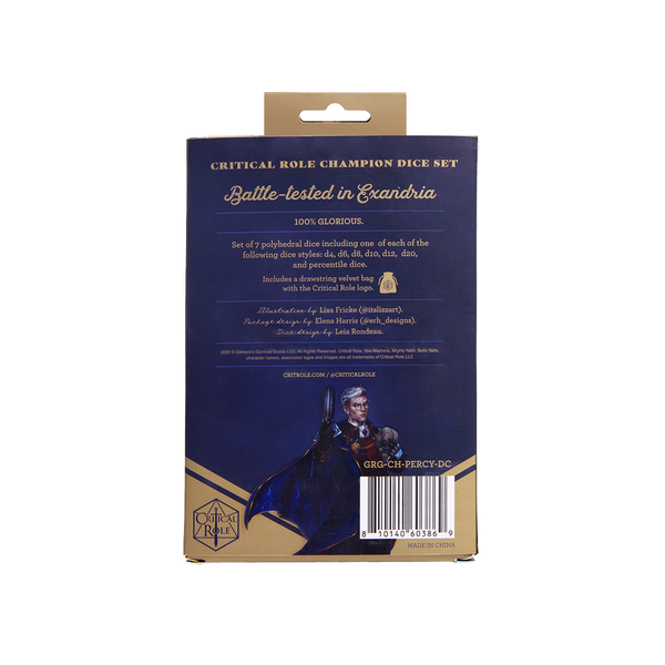 Critical Role Champion Dice Set: Percival Fredrickstein Von Musel Klossowski De Rolo III